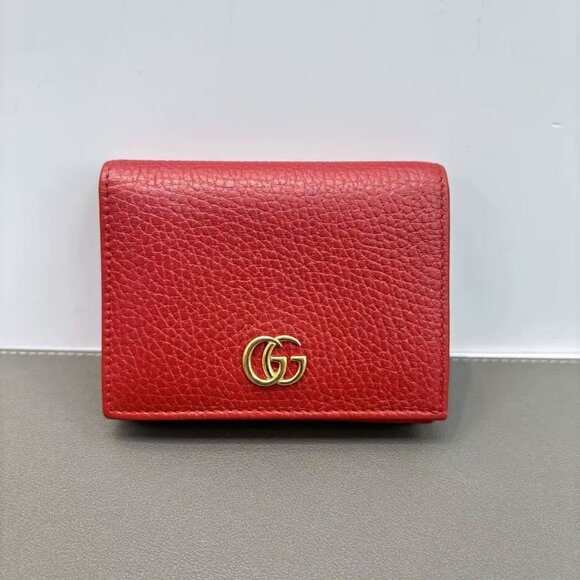 Gucci red gold buckle GG Marmont series compact wallet - Picture 1 of 6